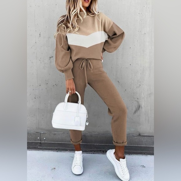 Fixmatti Brown Colorblock 2-Piece Sweatsuit Set, Size XL, Sweatshirt & Joggers - Picture 2 of 16